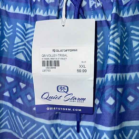 NWT QUITE STORM SURF SHOP MEN'S VOLLEY SWIM SHORTS - XXL - BLUE TRBAL PRINT - Picture 4 of 7